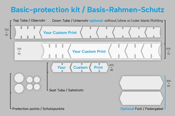 Fahrrad Basis-Rahmen-Schutz-Set, individuell bedruckt